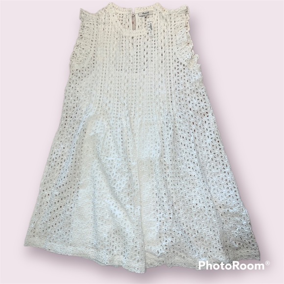 NWT Madewell Eyelet Ruffle-Sleeve Pintuck Mini Dress - Picture 5 of 16